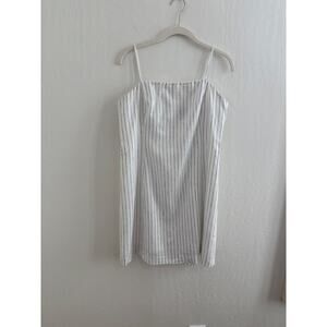 Gap Pinstripe Spaghetti Strap Soft Linen Blend Dress - Size Medium